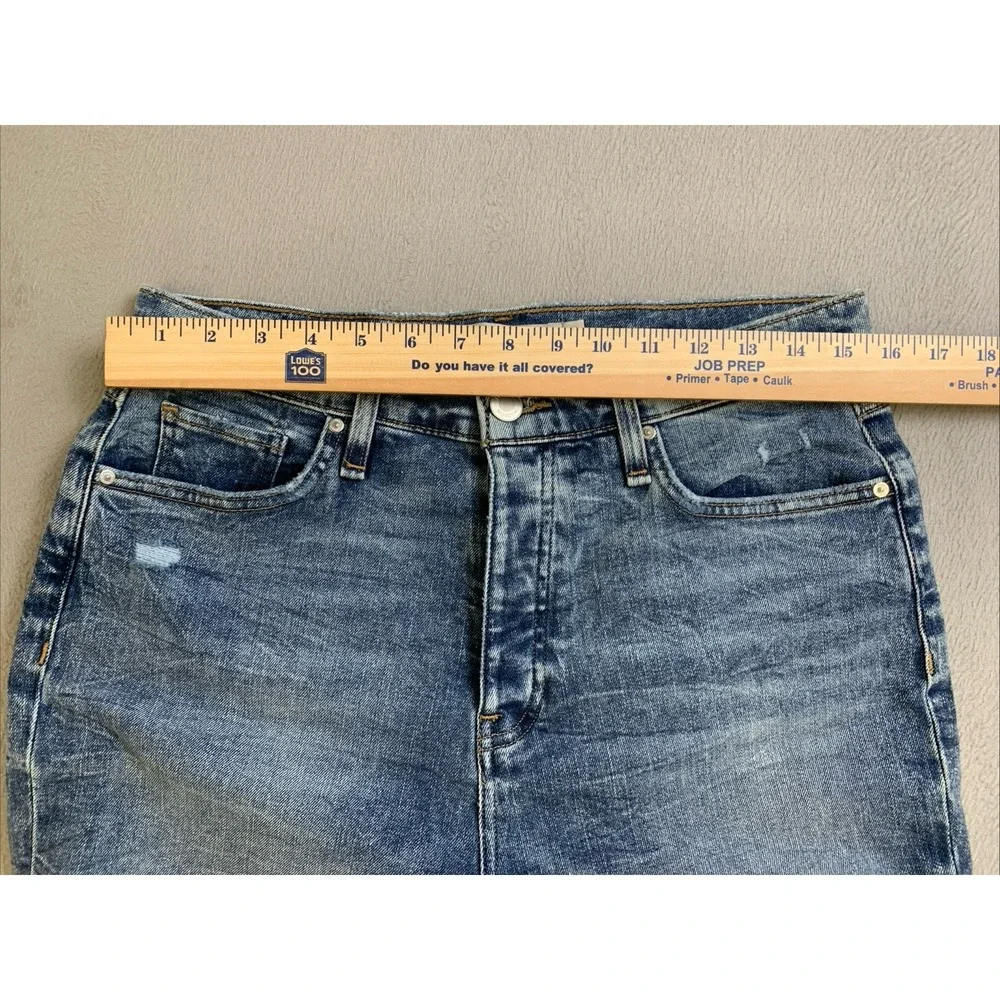 Hudson Holly Jeans Women's Size 31 Blue Denim Distressed‎ Button Fly Raw Hem